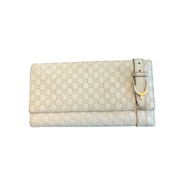 GUCCI Continental Microguccissim Leather Wallet In Beige Gold Hardware - Picture 1 of 16